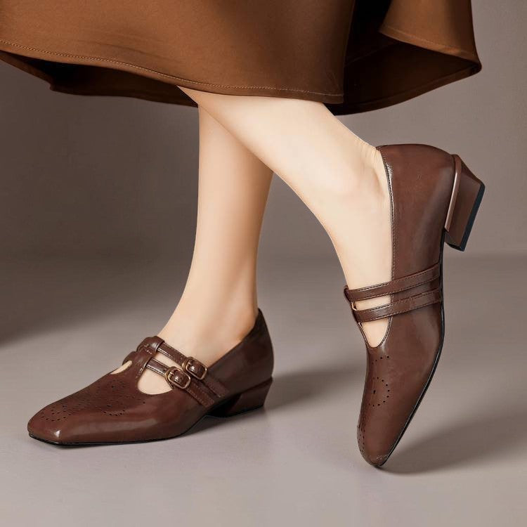 Marisol - Brogued Dual-Strap Mary Jane Pump