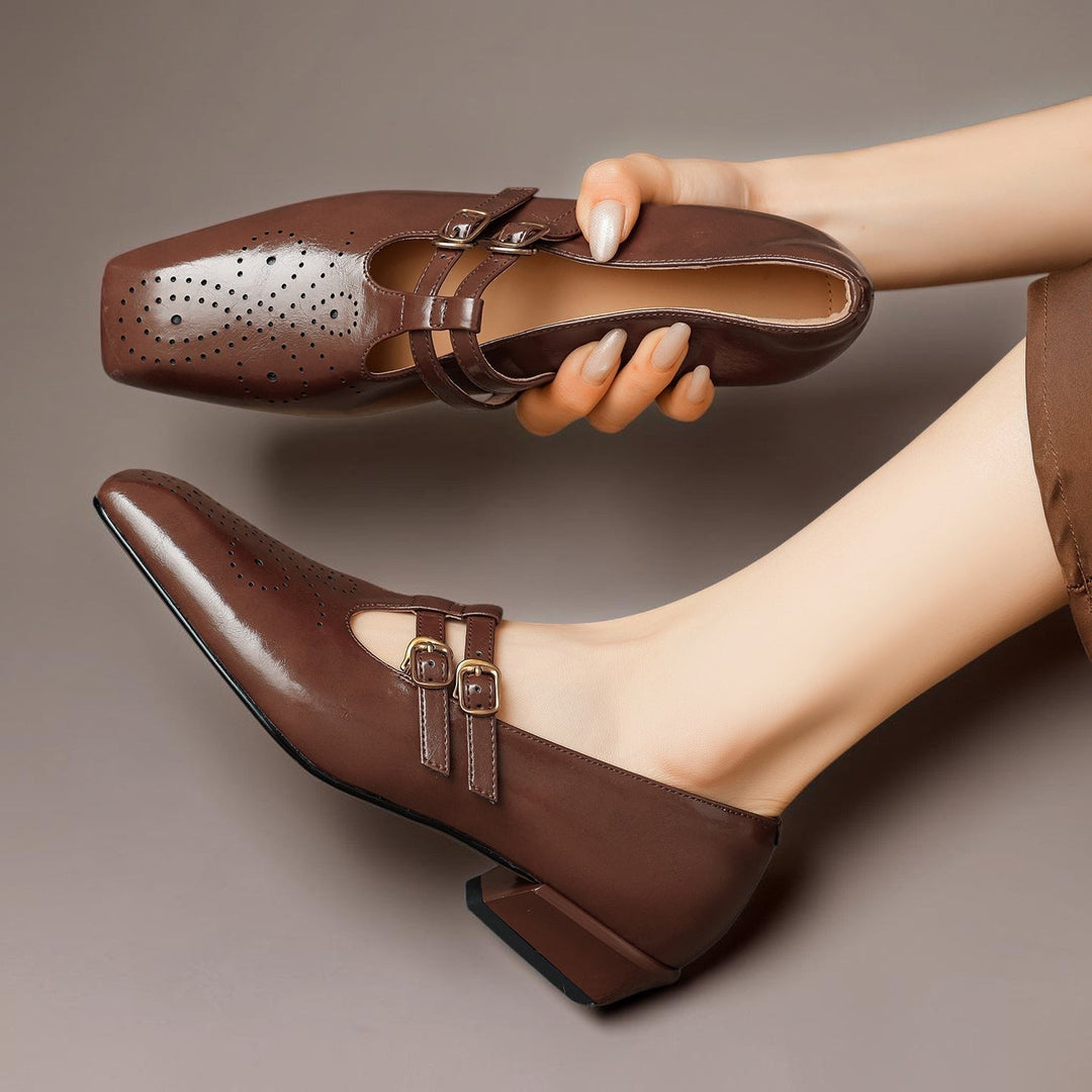 Marisol - Brogued Dual-Strap Mary Jane Pump