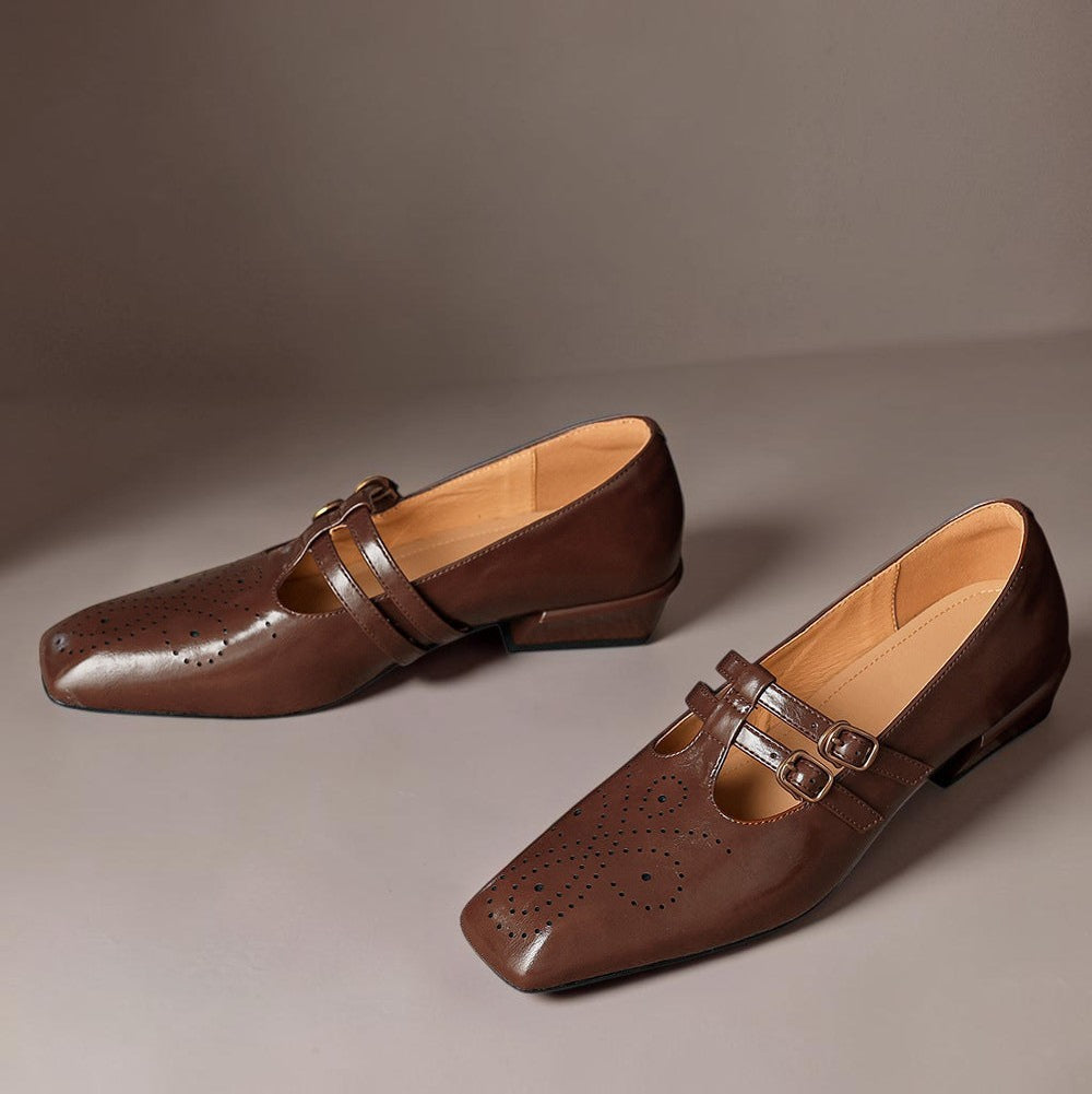 Marisol - Brogued Dual-Strap Mary Jane Pump