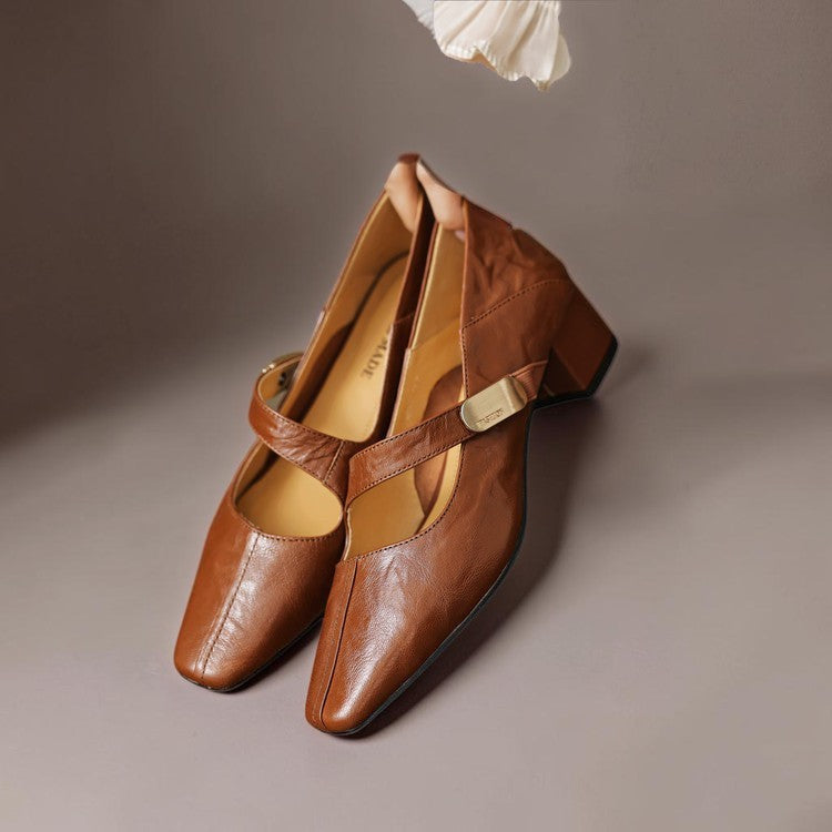 Quera - Chiseled Square-Toe Mary Jane Pump