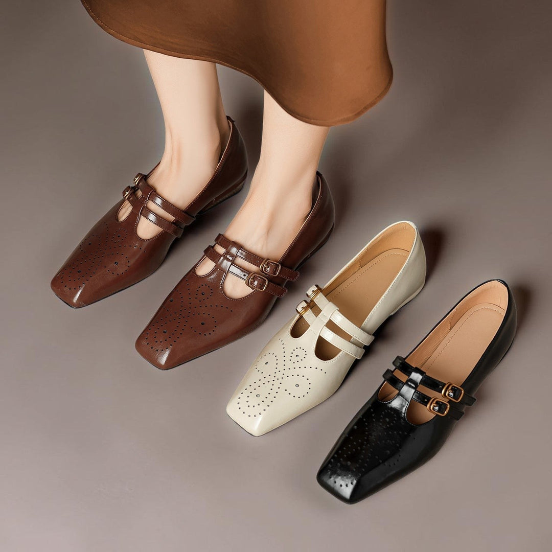 Marisol - Brogued Dual-Strap Mary Jane Pump