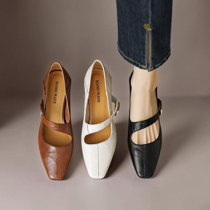 Quera - Chiseled Square-Toe Mary Jane Pump